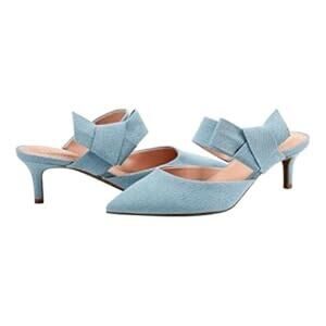 Bandolino Women's Light Blue Bow Detail Heels Kitten Heel Pumps - Size 7.5